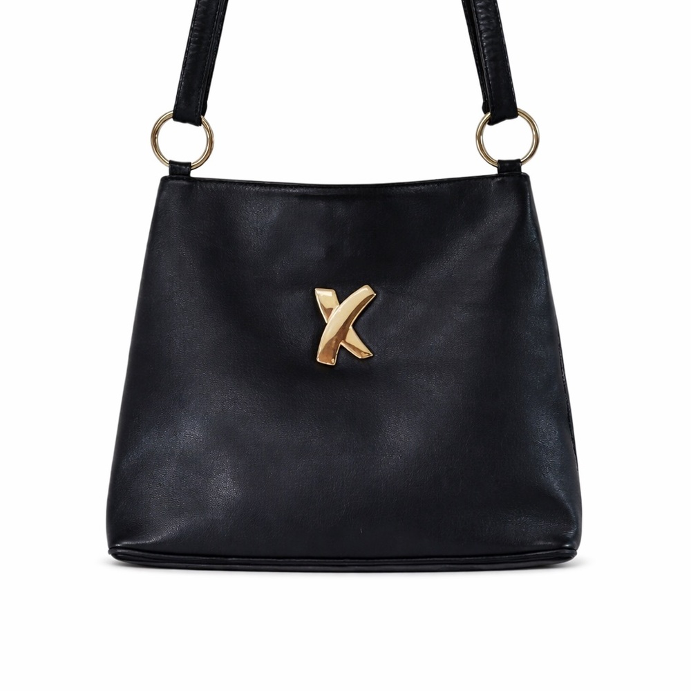 Paloma Picasso Purse vintage black with gold Hardwear Longe Strup. - Picture 2 of 7